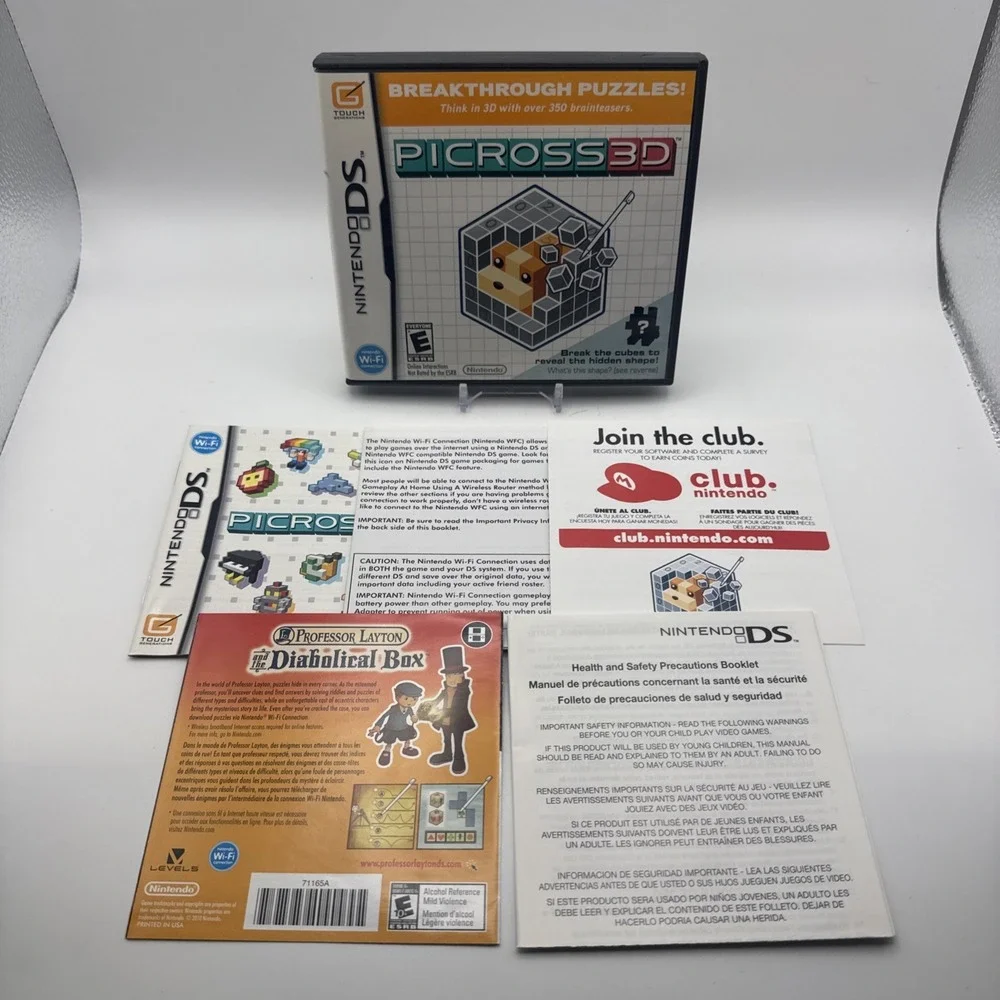 PICROSS 3D PUZZLES NINTENDO DS VIDEO GAME TESTED CIB NEW OPEN BOX